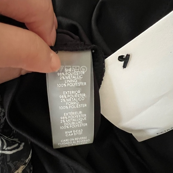 NWT CALVIN KLEIN Paisley Metallic Black Long Sleeve Chiffon Dress Sz 2 - Picture 7 of 7